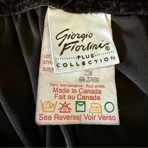 Giorgio Fiorlini Pants Womens 22W Black Velvet Holiday Stretch Christmas Plus Sz - Picture 3 of 11